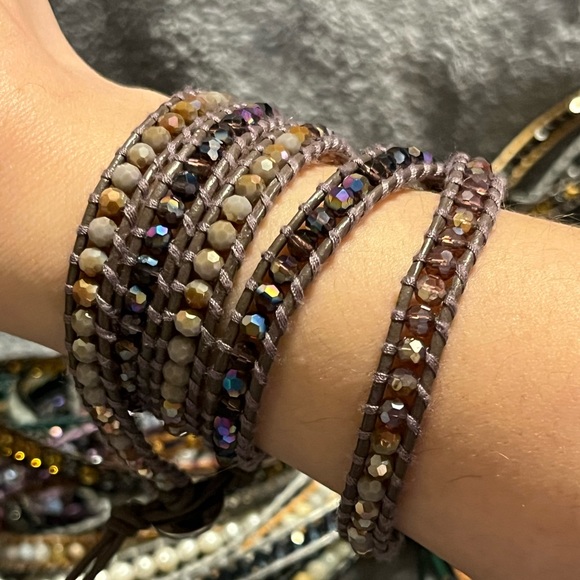 Victoria Emerson wrap bracelets (5 total ) brown/neutral leather string bundle - Picture 4 of 5